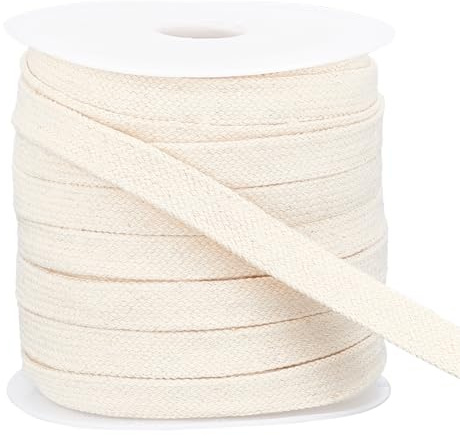 BENECREAT 25 m/27 Yards Papayawhit Flacher Baumwoll-Kordelzug, 12 mm Weicher Kordelzug-Ersatz Doppellagiger Hohler Kordelzug Für Hoodie-Jogginghose-Sweatshirt