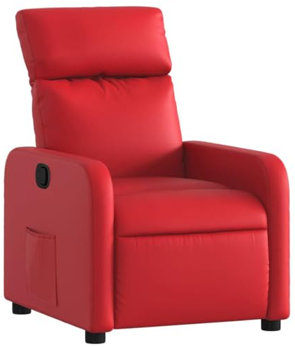 vidaXL Sillón Reclinable, Silla con Respaldo Reposabrazos, Sillón de Relax Descanso TV, Asiento Ajustable para Casa, Cuero Sintético Rojo