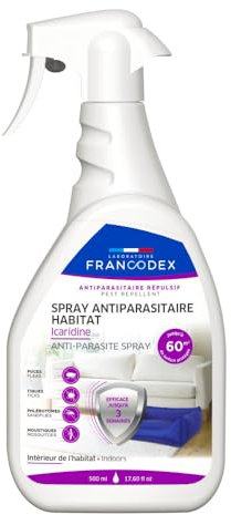 Francodex - Spray Antiparasitaire Habitat Icaridine 500 ml ENVIRONNEMENT