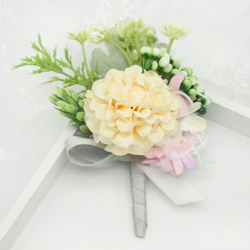 Ansteckblume, einzigartiges Design, Ansteckblume für den Bräutigam, Braut, handgefertigtes Armband, rosa Rose, Orchidee-Ansteckblume-C