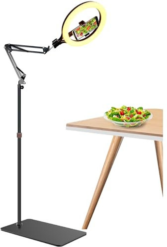 Anneau lumineux de 28 cm avec support de téléphone et support de sol de 175 cm compatible avec iPhone et Samsung pour l'enregistrement vidéo, la photographie, le streaming de selfies
