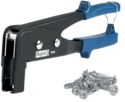 Rapid Hohlraumdübel Metall mit M6 Schraube für zweilagige Gipskartonplatten und Gipsfaserplatten (18-32mm), Tragfähigkeit 50 kg, 10 Stück im Set mit Rapid Hohlraumdübel Zange XP20, Montagezang