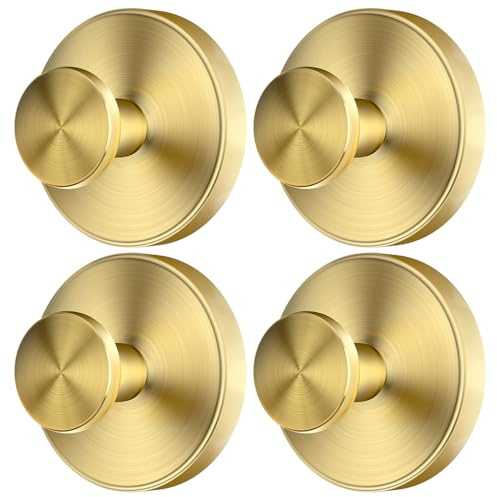 SOCORIA 2026 Ganchos de Ventosa Mejorados Sin Taladro, Ganchos de Ventosa de Acero Inoxidable para Ducha, Espejo, Pared, Baño, Vidrio, Colgar Toallas - Pack de 4, Oro