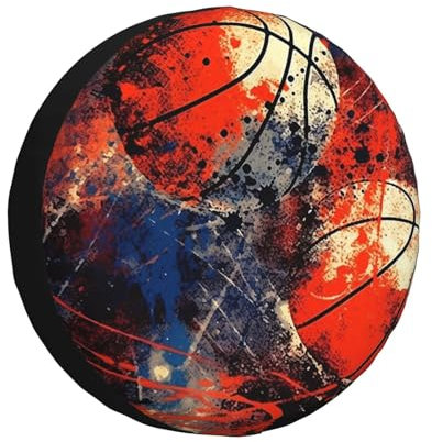 Spare Tire Cover Vintage Basketball-Sportball Autoreifen Schutzhülle Prämie Reifenhülle Uv-Schutz Reifenschutzabdeckung Für Anhänger Wohnmobile Viele Fahrzeug 17 inch