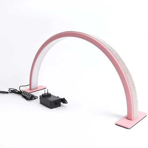 Dalumian Lampada A Mezzaluna con Diamante, Luce Lunare a LED per Ciglia Lampada da Scrivania Professionale per Unghie,Regolabile 3000K-6000K per Extension Ciglia(Pink,55cm)