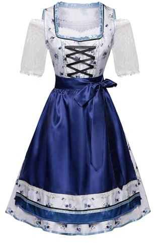 POIUIYQA Dirndl für Damen - Trachtenkleid Midi mit Dirndlschürzen Trachtenrock Samt Dirndlkleid Dirndl-Komplettsets für Bayrische Tracht Oktoberfest