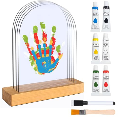 Familj Handavtryck Kit, Familj Fingeravtryck Kit för 5 personer, 6 färger och stativ, Family Handprint Kit, Familj Handavtryck Kit för familjeevenemang, Födelsegåvor