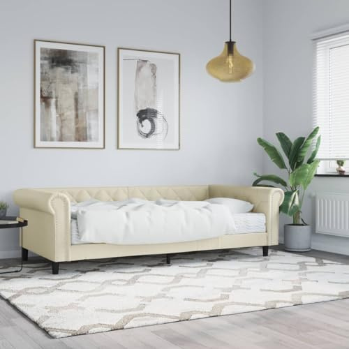 Emmtore Sofá Cama con colchón Cuero sintético Crema 90x200 cm
