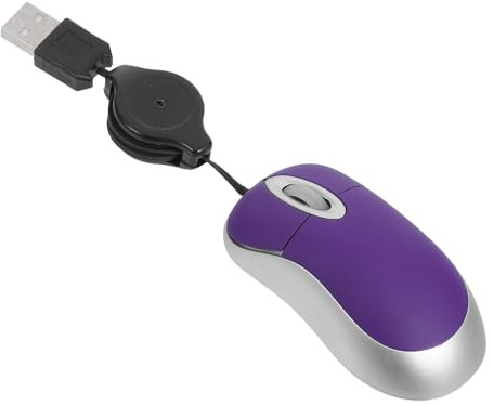 ELAYARD Mouse USB Telescopico Mini 1000 Dpi 3 Tasti Porpora | Design Lineare in Plastica, Uso su Notebook e Computer, per Casa e Ufficio