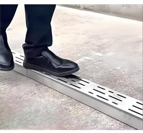 JUCCJUXIN Rettangolo Canaletta for Doccia in Acciaio Inox, Canale di Scarico a Pavimento, Sistema di Drenaggio A Trincea for Grondaie for Terrazza da Giardino, Fattoria(H3*W7CM/H1.18*W2.75IN)