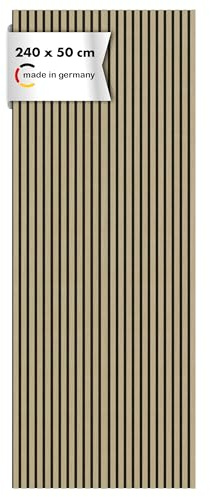 Momento Akustikpaneele Holz 240x50 cm - Made in Germany - Eiche Geölt - Wandverkleidung Innen Wandpaneele Holzoptik - 3D Lamellenwand Paneele - Akustik Holzpaneele Wand Holzverkleidung Panel