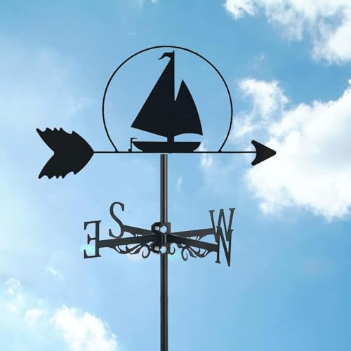 Bandierina Segnavento in Acciaio Inox A Forma di Barca A Vela | Indicatore di Direzione del Vento, Ornamento per Fattoria, Cortile, Giardino, Patio E Prato