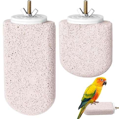 2 Stück Vogel Sitzstange aus Mineralstein Vogelkäfig Knabberstange Zubehör | Natürliche Knabberstange, Wellensittich Spielzeug, Für natürliches Verhalten, Schnabelpflege