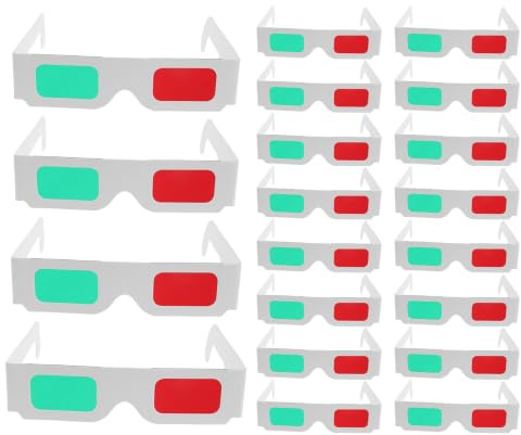 YARNOW 50 pezzi di occhiali 3D rossi e verdi: occhiali di carta e cartone - design pieghevole per la visione 3D, ideali per film, fumetti e progetti scientifici STEM.