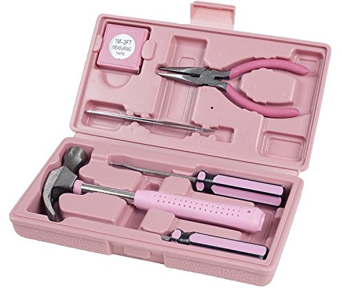 Trimate,PinkTool Set,Includes – Hammer, Screwdriver Set, Pliers (Tool Kit for The Home, Office, or Car)