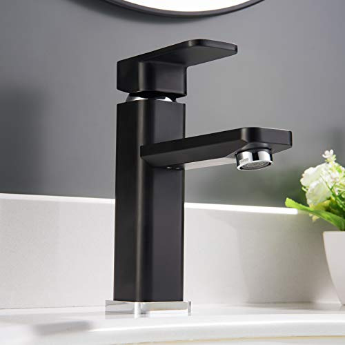 Waschtischarmatur Badarmatur Wasserhahn 1233CB in Chrome/Schwarz