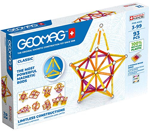 Geomag Classic - 93 pezzi - Costruzioni Magnitiche per Bambini - Linea Green - 100% Plastica riciclata