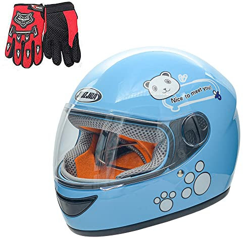 ZJRA Kinderhelm, Motorradhelm Für Kinder, Motorrad Halbhelme, Motorrad Moped Jungen Mädchen Kinder Childs, 3 Farben Style Für Wahl,Blau
