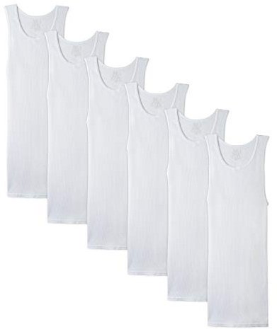 Fruit of The Loom Men's Tag-Free Tank A-Shirt, 6 Pack - White, XX-Large