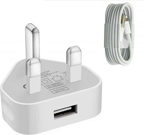 technoplay CE tested 3 pin Charger Plug & USB Data Cable compatible with iPhones 11/11 pro max, X, XS,XR, XS MAXX 8, 7,6S, 7 Plus, 6S Plus,i-Pad 5th 6th 7th 8th Generation Mini 3 4 5 Pro1st 2nd