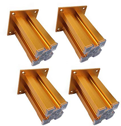 ZXCVBAS Tischbeine Metall, Stützfüße,Aluminium-Tischbeine,Für Schreibtische Schrankbeine TV-Schrank Esstisch Schrankfüße,Verschleißfester Schlupf Einfache Installation Mit Schrauben,Gold,6cm/2.36in