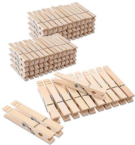 Clothes Pins Wood for Hanging Clothes,3.5 Inch【100pcs】 Heavy Duty Wooden Clothespins,Clothes Pins for Craft,Wooden Clips for Pictures. | Rust Resistant