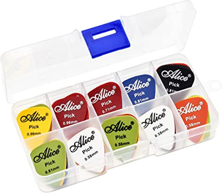 Médiators pour guitare,Skyzone 30 pièces Médiators en forme de coeur Plectres de guitare pour guitare acoustique, électrique, basse comprenant 0,58 mm, 0,71 mm, 0,81 mm, 1,2 mm, 1,5 mm