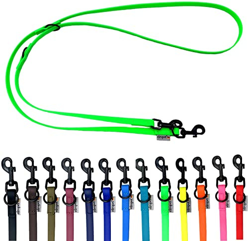 Biothane Hundeleine kleine Hunde/große Hunde verstellbar 2m / 2,40m / 2,80m / 3,50m / 5m schwarzer Haken (2,80m X 16mm, Neongrün)