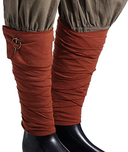BPURB Mittelalter Wikinger Herren Beinwickel mit Brosche Pins Piratengürtel Vintage Cosplay Kostüme(Länge: 380cm/149.61 inch) (Schwarz)