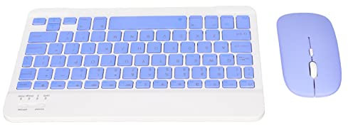 Teclado Y Ratón Inalámbricos, Juego de Teclado Bluetooth de 10 Pulgadas con Carga USB, Teclado Inalámbrico Ultrafino Y Silencioso con Ratón de 1600 dpi para PC, Portátil(Púrpura)