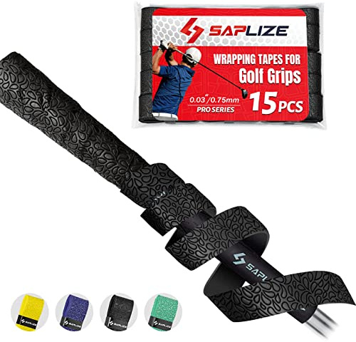 SAPLIZE Golf Grip Wrapping Tapes, 15-Pack Tacky PU Overgrip Tapes, New Regripping Solution for Golf Club Grips, black