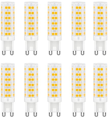 Jiotouhu LED-Leuchtmittel G9, 7W G9 LED Lampen (entspricht 65 W Halogenlampen), Warmweiß 3000 K, kein Flimmern, 360 Grad Winkel, AC 220 – 240 V, 10 Stück