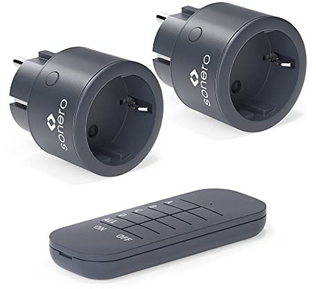 sonero® set di prese radio 2300 watt - 1x telecomando, 2x prese per uso interno, portata 30 m, antracite