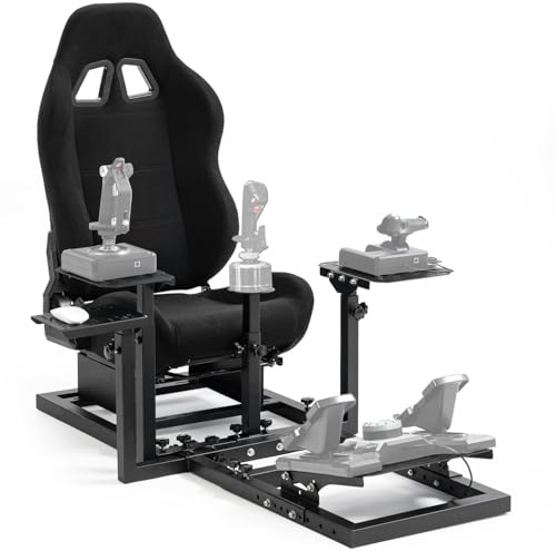 Dardoo Flight Racing Simulator Cockpit mit ergonomischem Sitz Passend für Logitech G29 G923,für Thrustmaster T150 Hotas Warthog,für PC Verstellbarer Lenkradständer,Ohne Rad,Pedal,Handbremse & Joystick