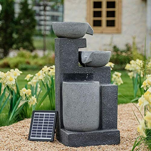 Fontana da giardino per interni/esterni Fontana da esterno Fontana da esterno a LED Fontana da giardino in resina solare a 3 livelli Cascata a cascata per terrazza, patio, portico, arredamento da