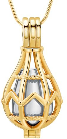QGJNSGC Urne Halskette Openwork Teardrop Urne Medaillon Asche Halskette Memorial Schmuck Einäscherung Schmuck Beerdigung Keepsake Schmuck Asche-Halter