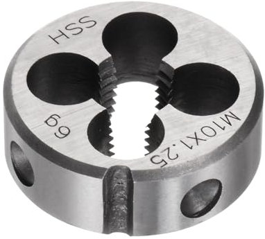 QUARKZMAN Filières à Fileter Rondes, Filetage Métrique M10 x 1.25 (Droite), Acier Rapide (HSS) Outil de Réparation de Filière de Coupe de Vis