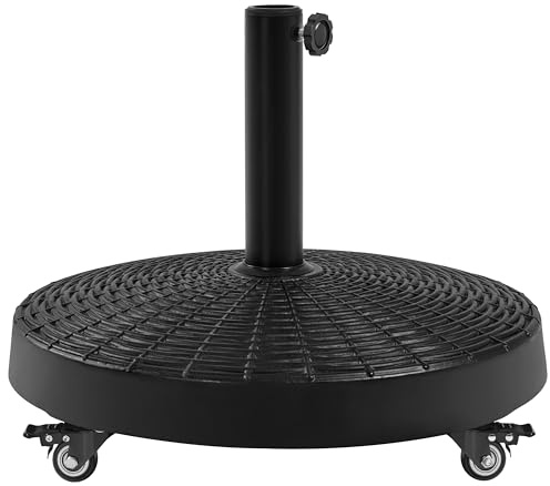 Yaheetech Pied de Parasol avec roulettes - Poids Rond : 52 cm - Support de Parasol Stable pour Jardin, Balcon, Plage, Piscine, terrasse - Noir