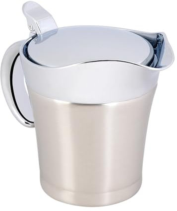 Saucière avec Couvercle, Pichet à Sauce en Acier Inoxydable, Pichet à Sauce à Double Paroi à Isolation Thermique, Pichet de Service, Pichet à Sauce de Table à Manger pour Sauce,