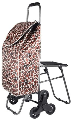 UINGBPXT Lightweight Shopping Cart Grocery Stair Climbing Trolley with Three-Wheels Large-Capacity Waterproof Grocery Cart with Seat