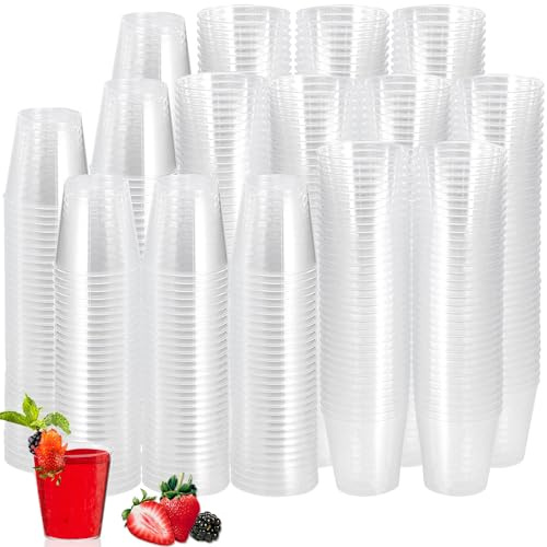 LOSYHU 500PCS Plastic Shot Glasses 30ml/1oz Clear Plastic Shot Cups, Durable Hard Sample Tasting Cups Communion Cup Disposable Shot Glasses for Party, Wedding, BBQ and Jelly Cup