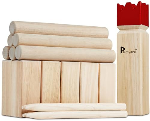 Pointyard Kubb Yard Game Set Solid Wooden Viking Chess Outdoor Toss Game