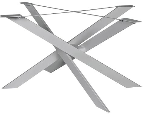Magnetic Mobel Orion Table Base Design Kreuzgestell Schwerlast massiv Tischkufen Stahl Tischbeine Metall Profil 8x2 cm (Grau)