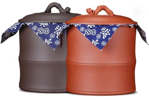 Contenedores de almacenamiento de despensa Juego de botes de té grandes de arcilla púrpura de 2, juego de té de gres, bote de té Pu'er, caja de dulces, caja de almacenamiento Recipientes de cerámica p