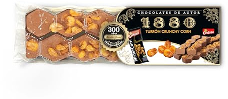 1880 - Turrón Chocolates de Autor de Maiz Crujiente Mistercorn 200g, Tableta Chocolate con Leche, Textura Cremosa y Crujiente, Calidad Suprema, Turrón clásico, Artesanal, Sabor a Quico