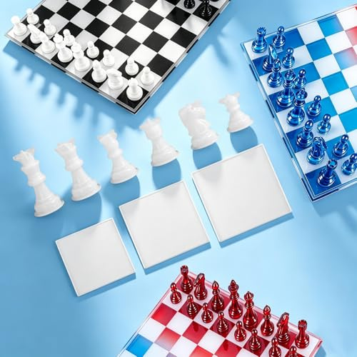 Getdoublerich Moule en Silicone en résine époxy pour échecs, échiquier (Grand échiquier), Moule d'échiquier en résine époxy, Moule de Moulage en résine époxy d'échecs