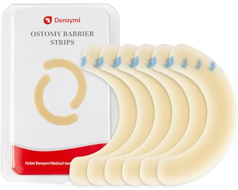 DERAYMI 60pcs Ostomy Barrier Strips Hydrocolloid Colostomy Supplies | Elastic Skin-Friendly Stoma Barrier Tape for Leak-Proof Fixing of Ostomy Bags