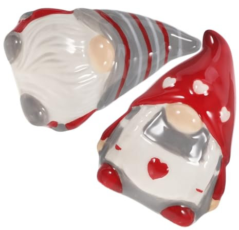 TOPBATHY Ceramic Gnome Salt and Pepper Shakers Set Small Kitchen Seasoning Bottles Creative Condiment Dispensers for Dining Table