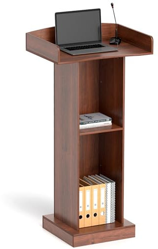 jxgzyy Rednerpult Holz Podium mit 2 Stöckig Aufbewahrungsregal Podiumständer 60cm × 41cm × 120cm für Klassenzimmer, Büro, Restaurant, Seminar, Hochzeit, Kirchen