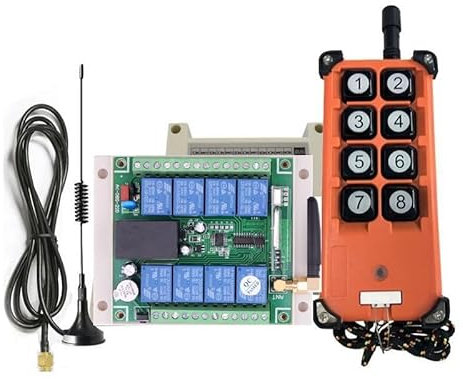Industrial 20-300m universal ac110v 220v 265v 8ch 8 way RF mando a distancia inalámbrico interruptor receptor transmisor 433 mhz / 315 MHz